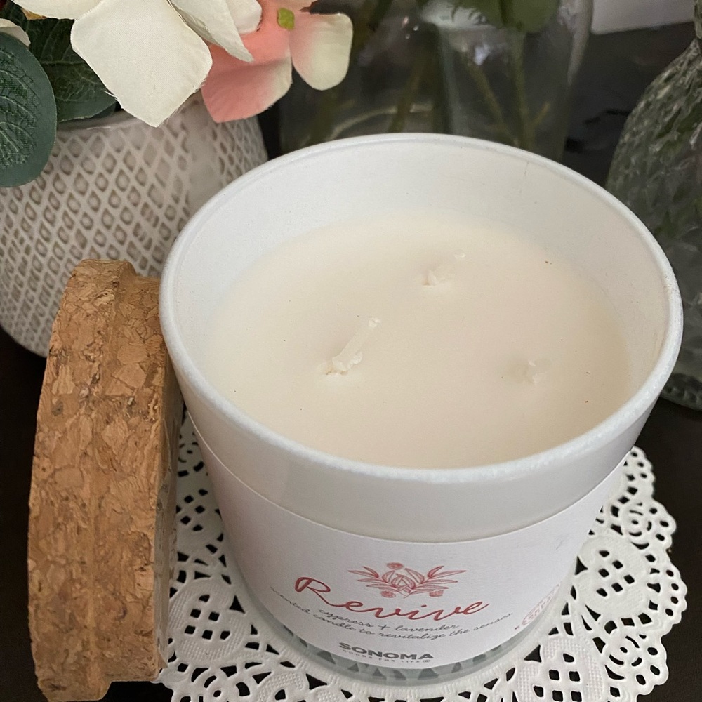 🆕🪻 SONOMA “REVIVE” CYPRESS & LAVENDER 3-WICK SCENTED CANDLE. 13 oz. BRAND NEW. - Picture 7 of 9